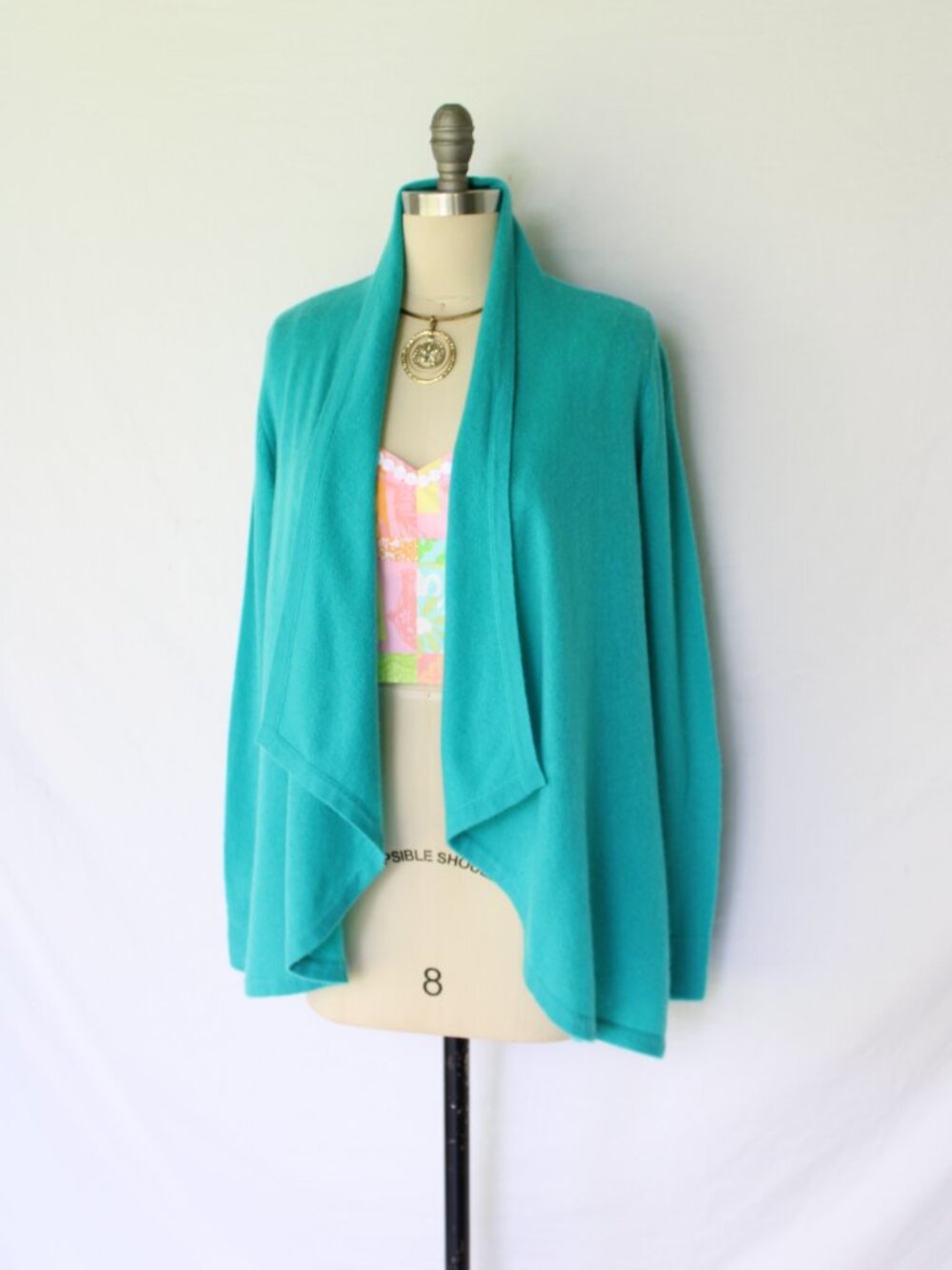 Lilly Pulitzer dress cardigan cocoon cashmere Marette Seabrook Celine teal S - Picture 4 of 8